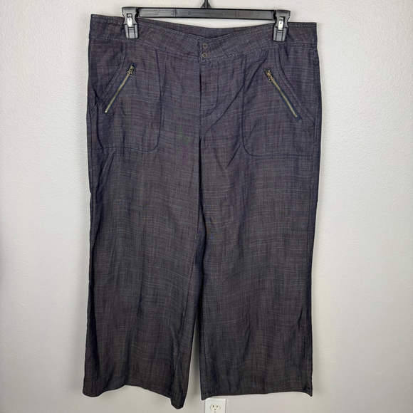 XCVI Pants - XCVI Wide Leg Pants Women XL Blue Chambray Lagenlook Boho Zip Pockets Casual NEW